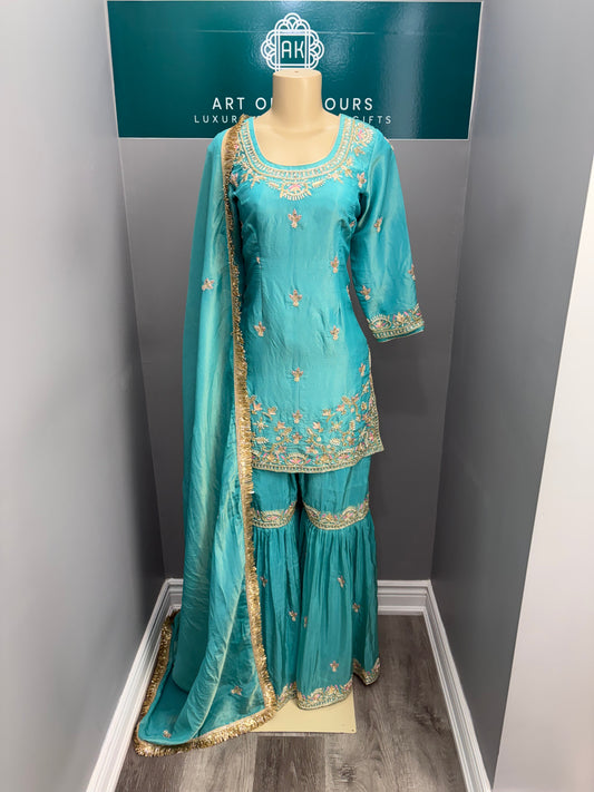 Shimmer Handwork Gharara Suit AKC-0078S