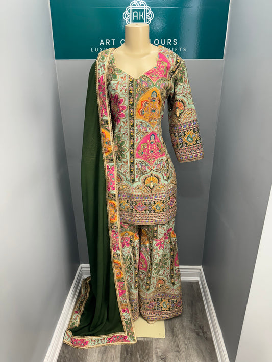 Position Work Gharara Suit- AK3536-0526