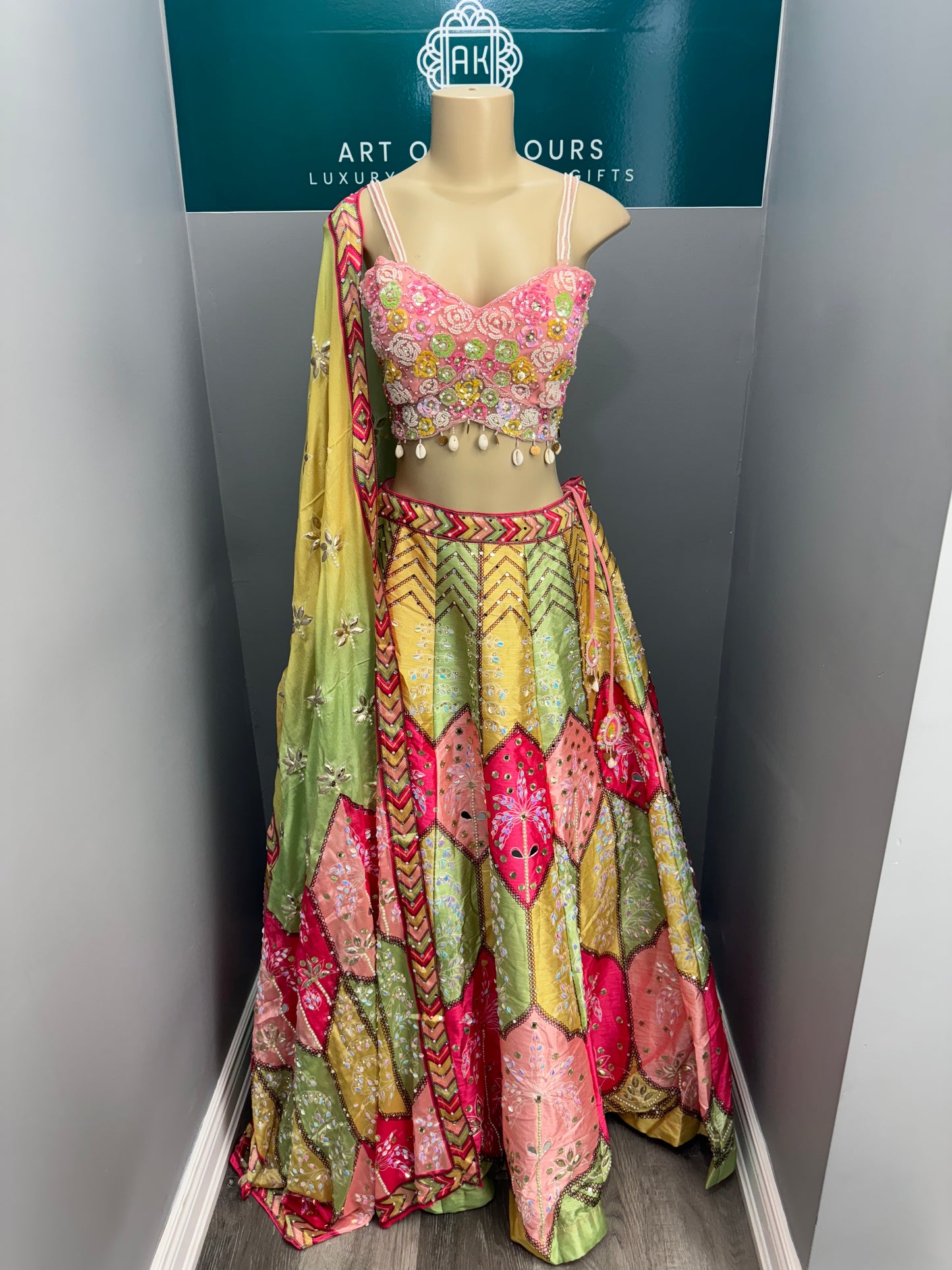 Embellished Pink Multi Lehenga