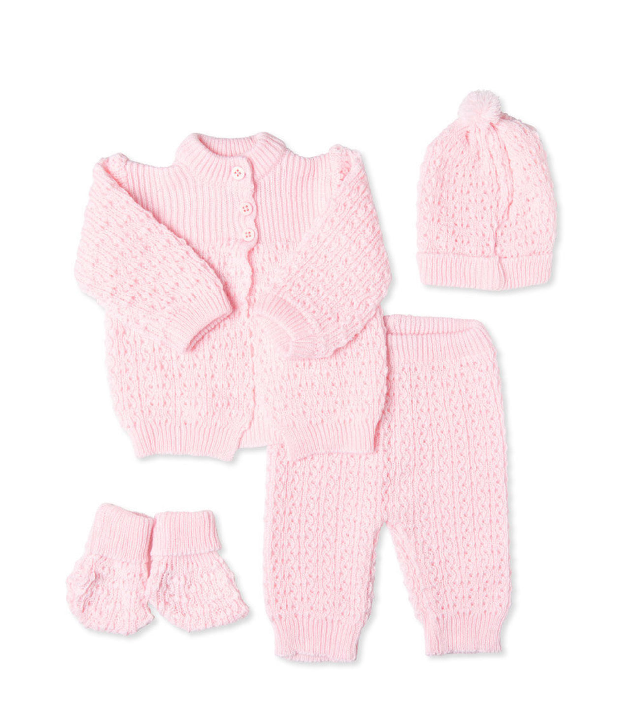Pink 4 Piece Knitted Gift Set