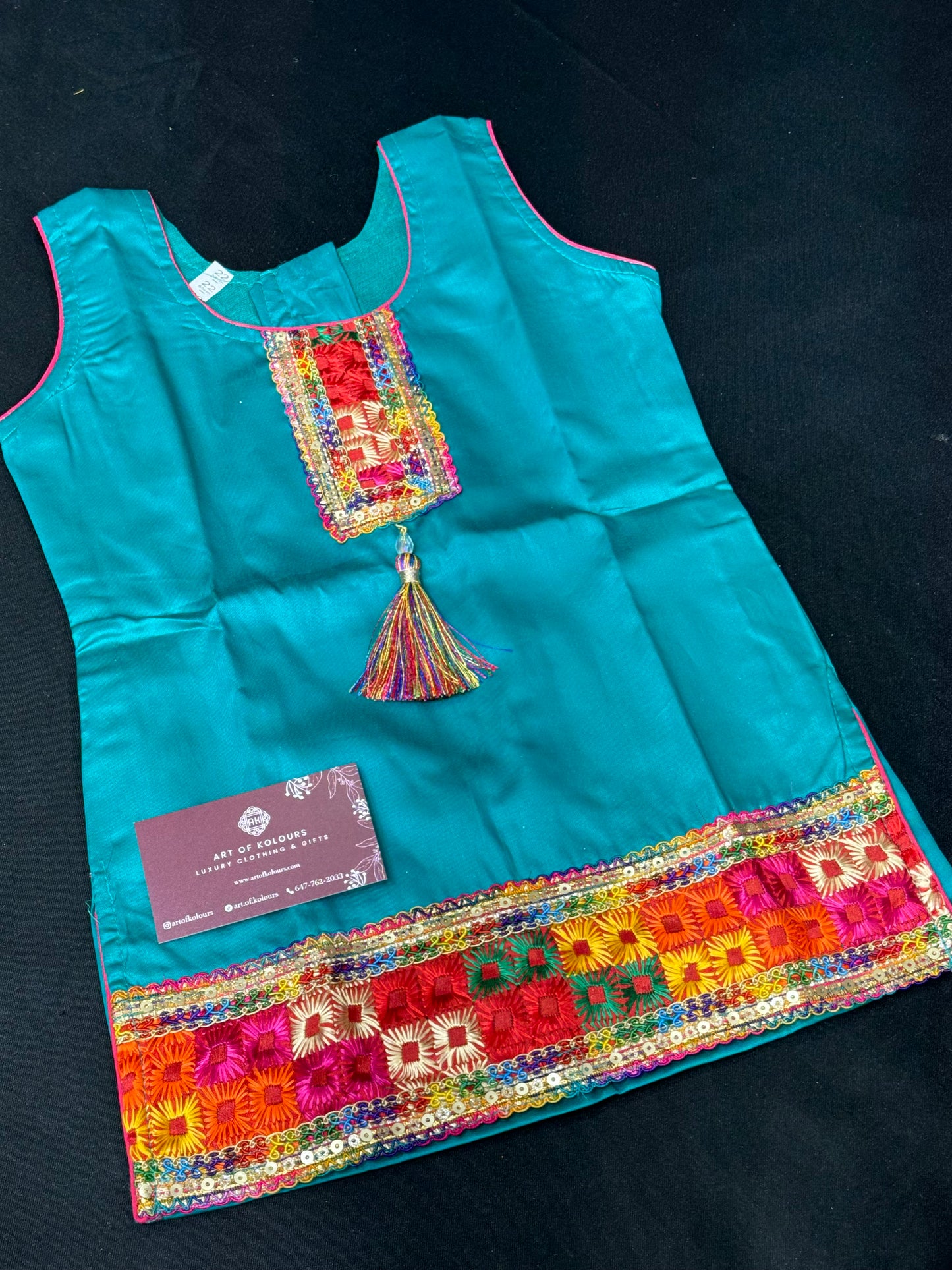 Phulkari Salwar Suit Teen/Adult -Teal
