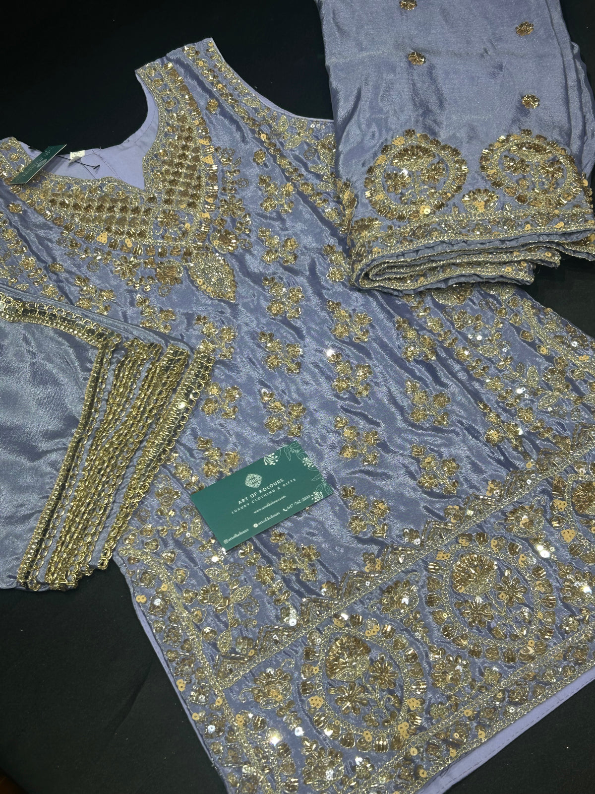 Purple Kid’s Sharara Beadwork Suit
