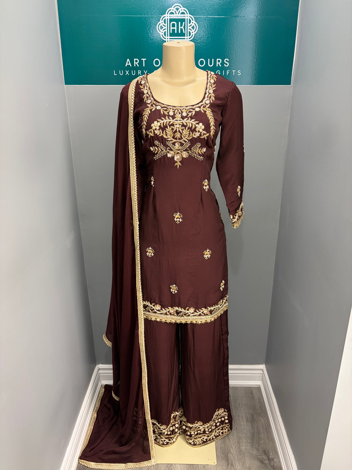 Brown Handwork Plazo Suit-AK1516-2026
