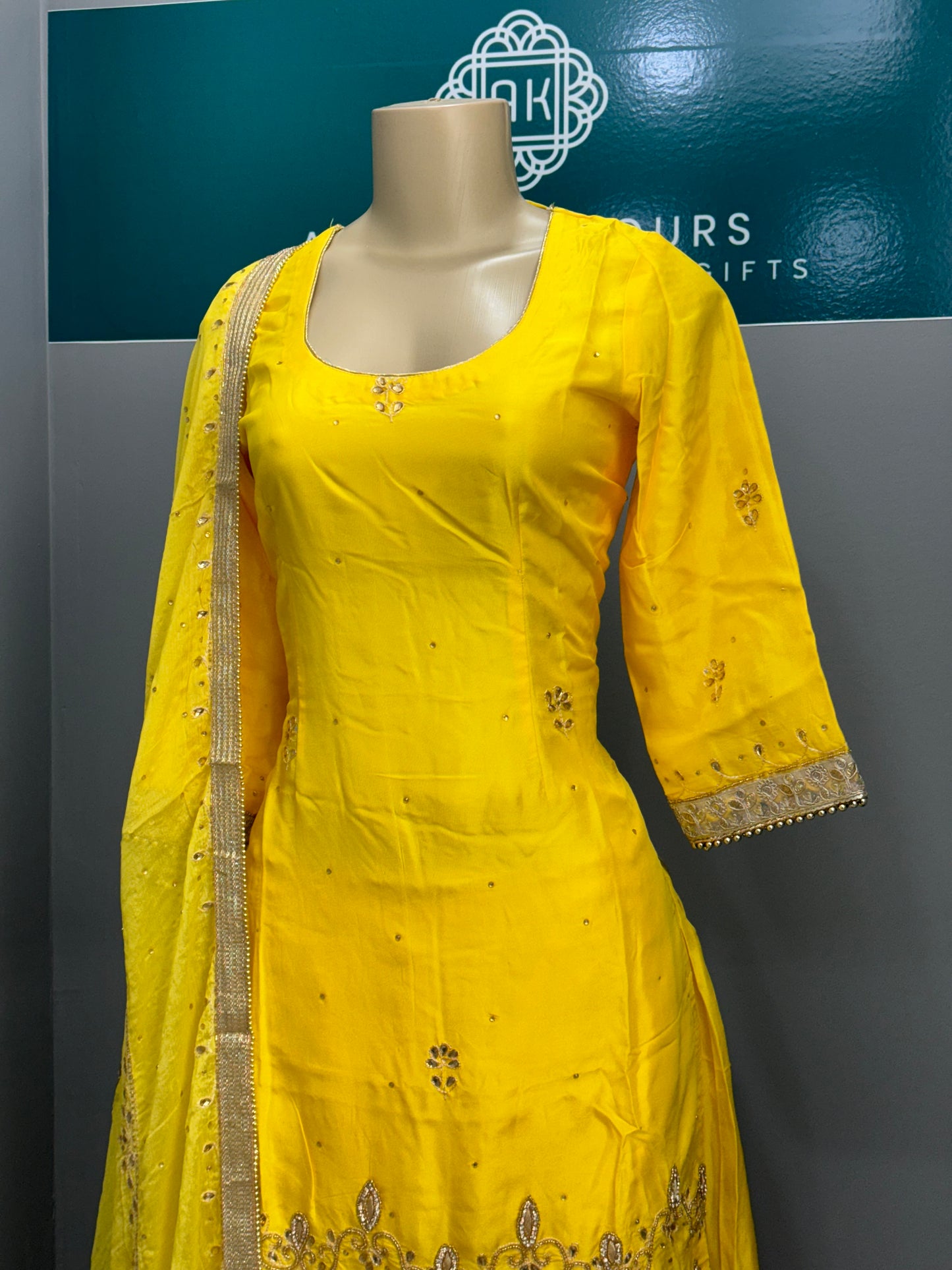 Handwork Sharara Suit- Yellow