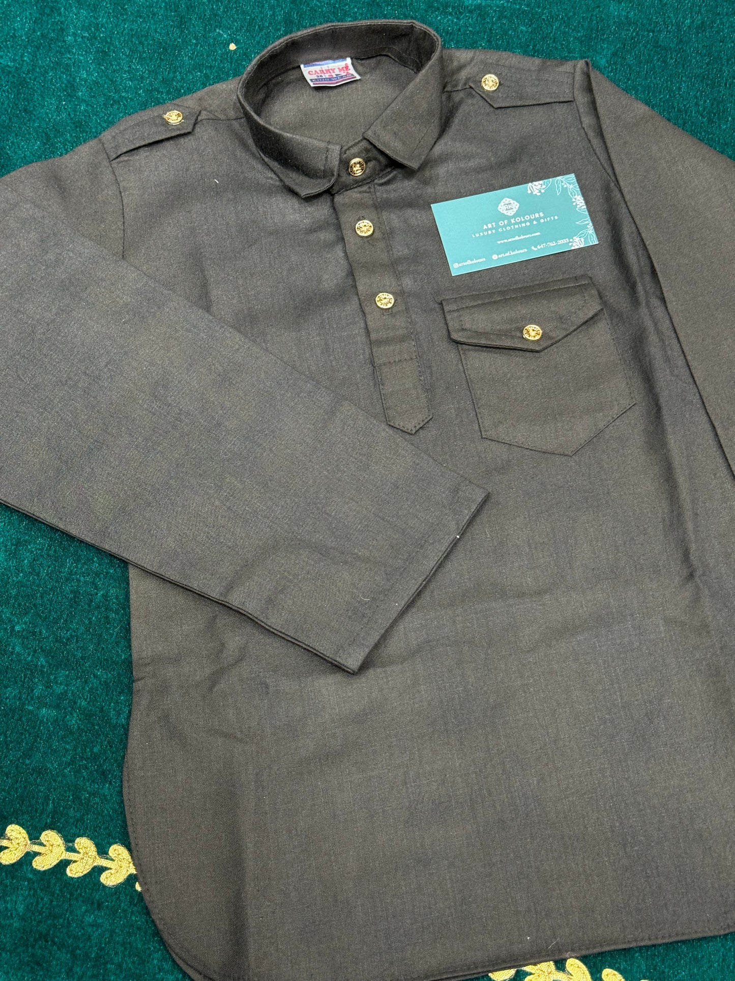 Diljit Boys Kurta Pajama- Black