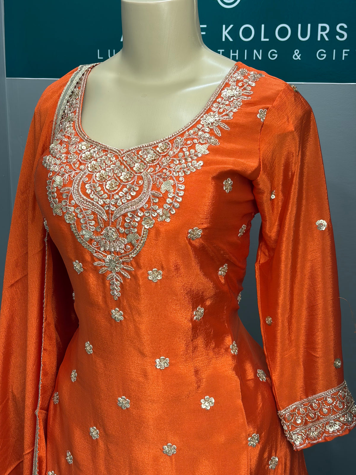Beaded Short Kurti Lehenga Rust- AK7173-16