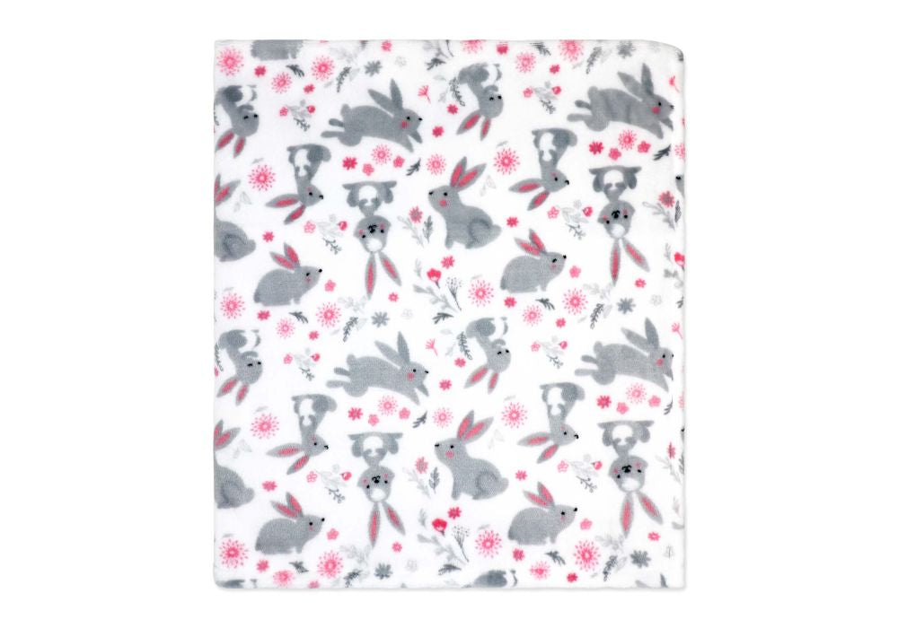 2 Pack Baby Blanket- Pink Bunnies and Hearts