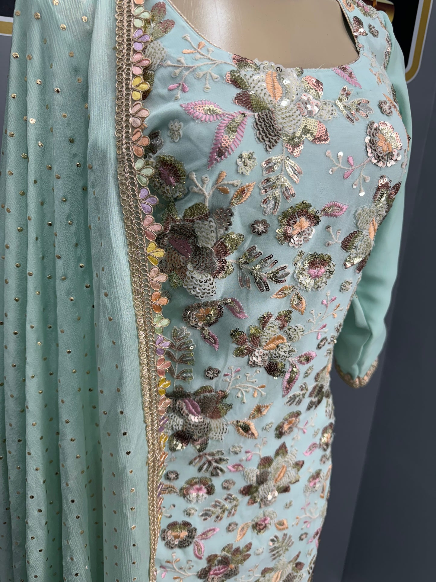 Royal Sippi Neel Pista Guccha Sharara Suit