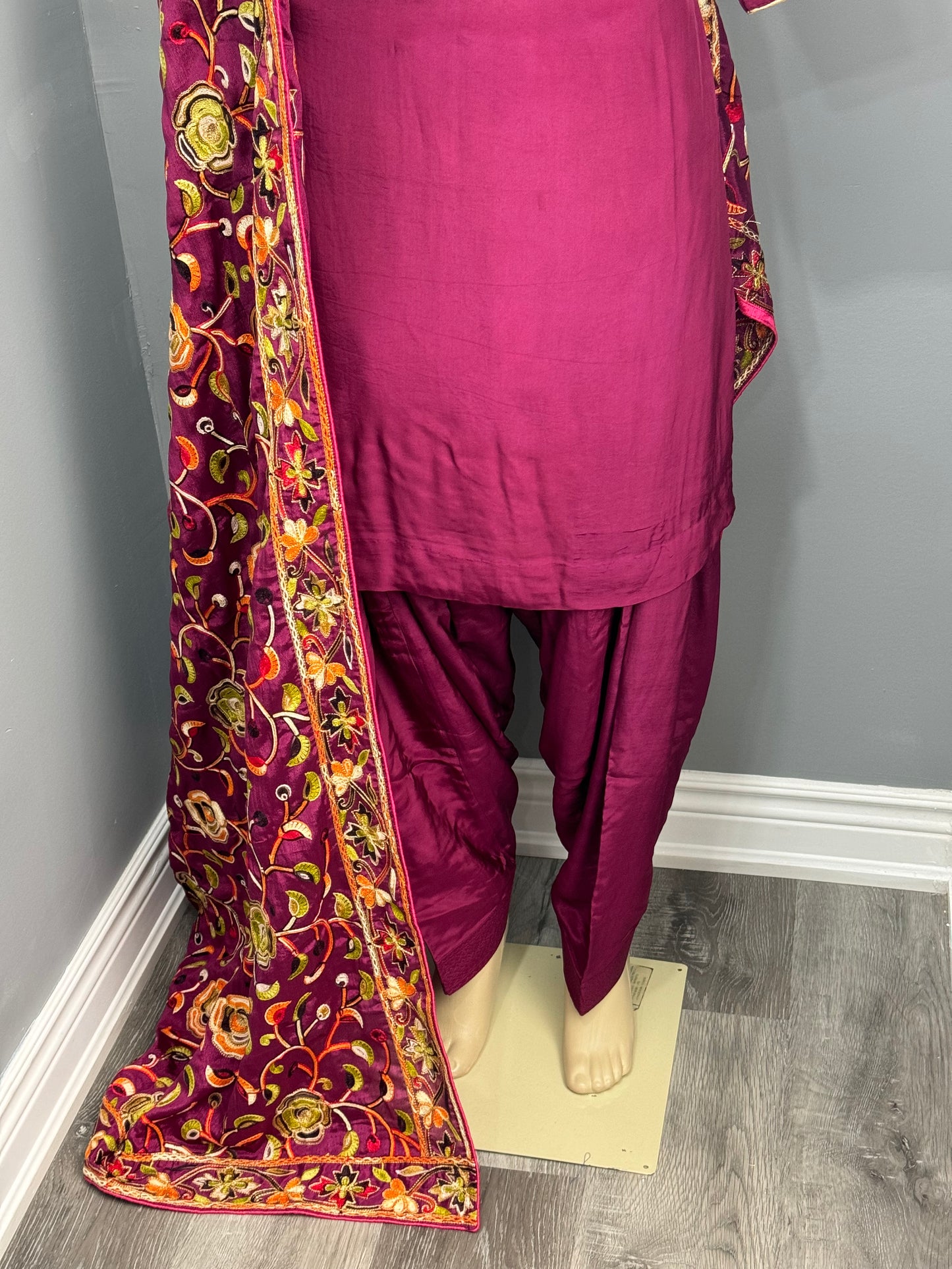 Plain Wine Salwar Suit with Heavy Dupatta