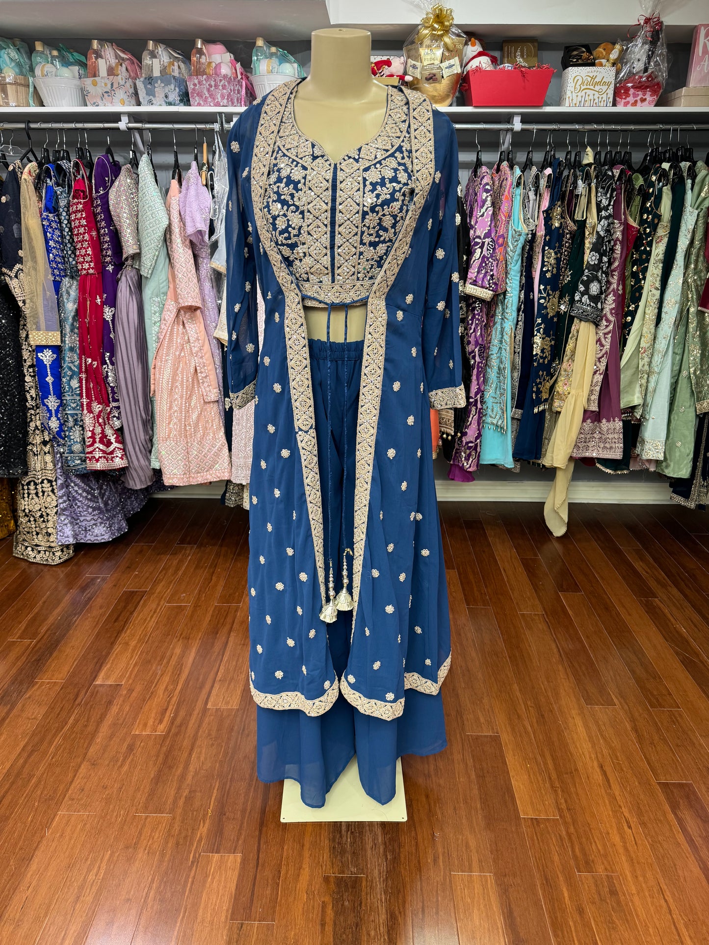 Cape Style Blue Sharara Suit