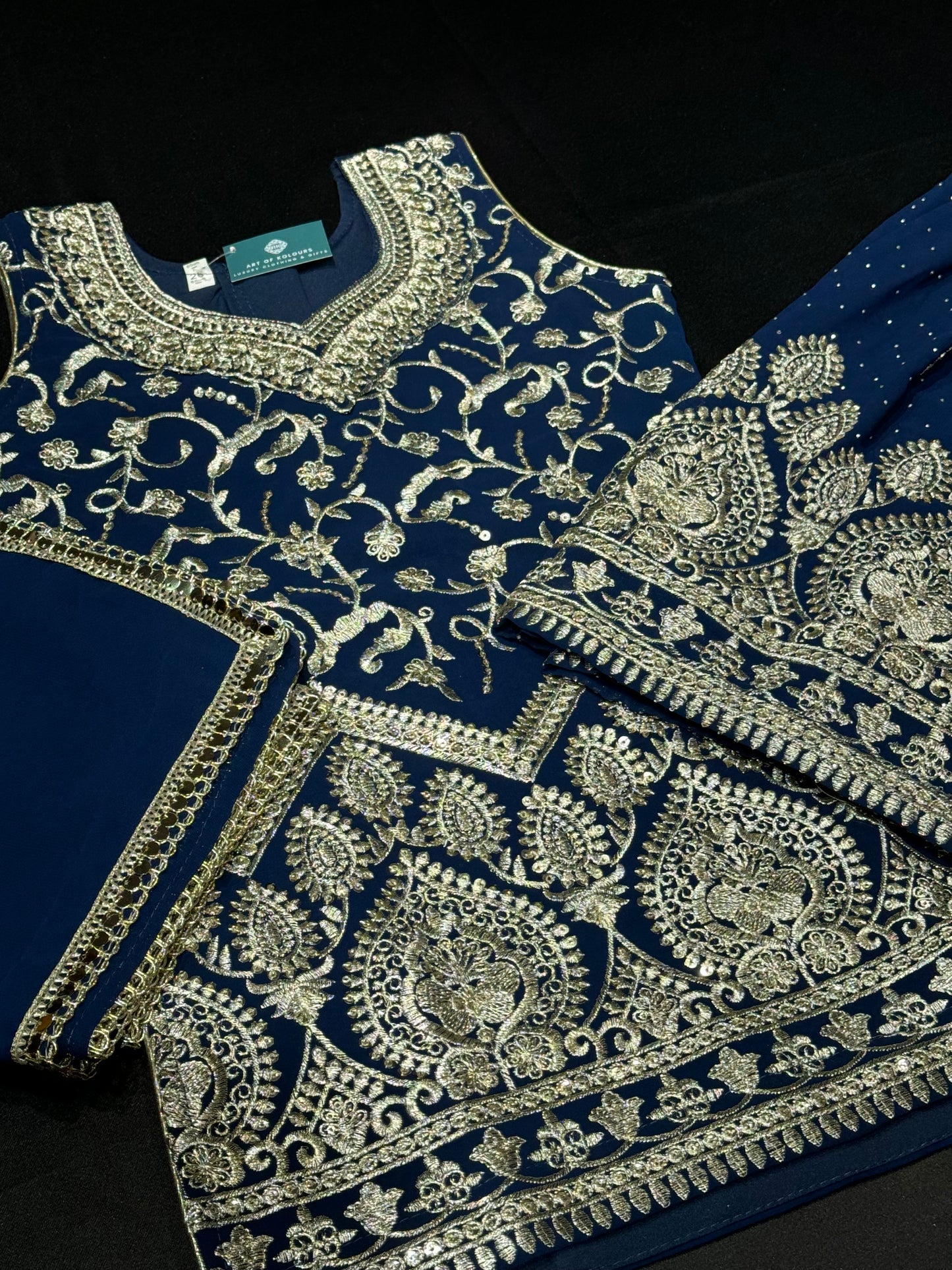 Arzo Kids Gharara Suit- Navy