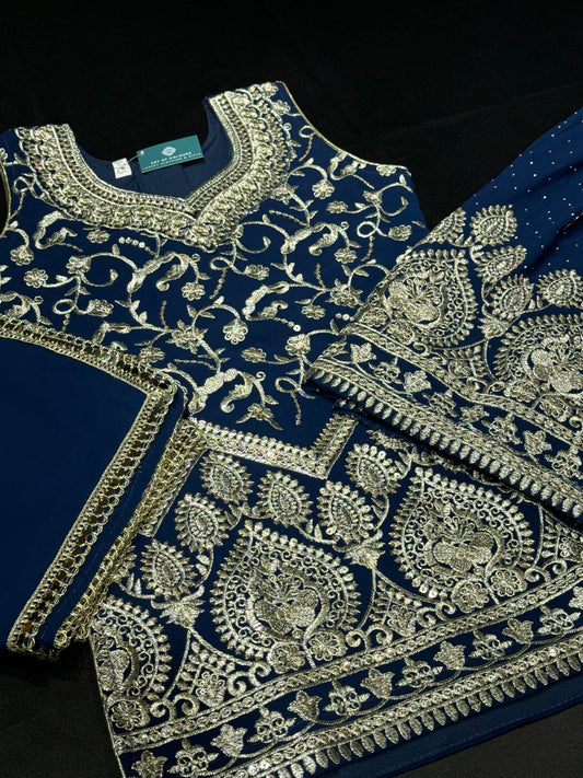 Arzo Kids Gharara Suit- Navy