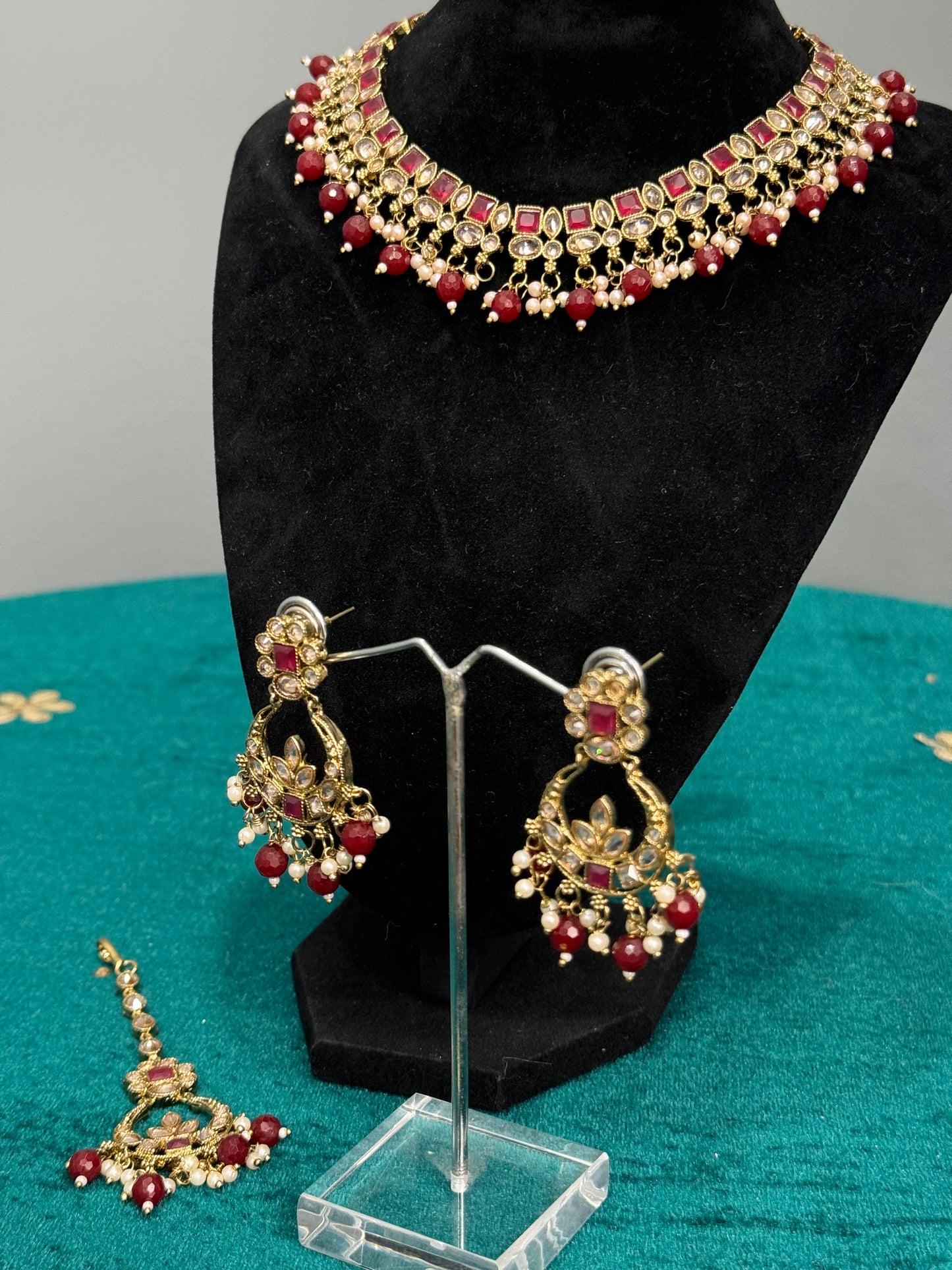 Ruby Stone Choker Set