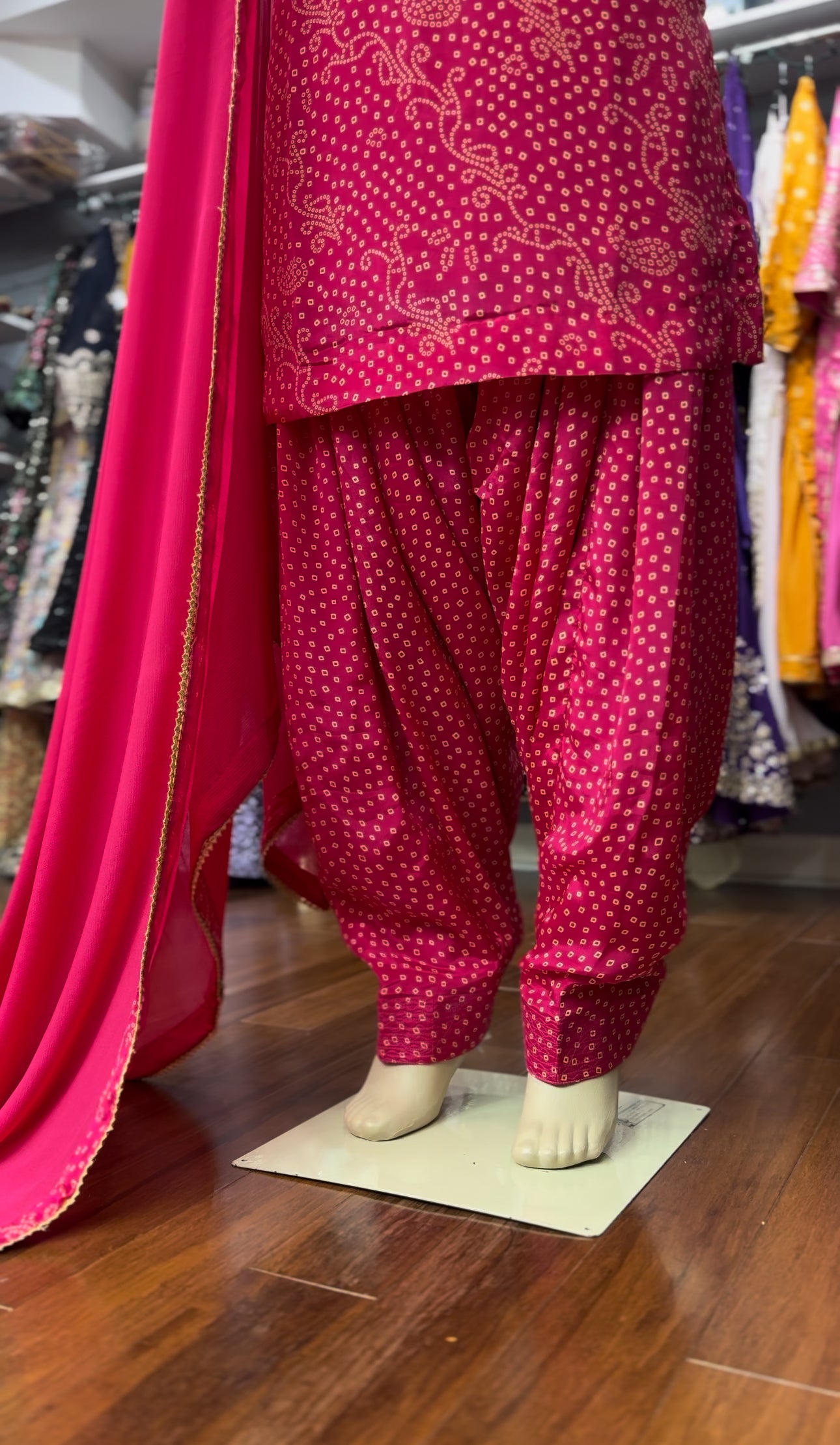 Bandhani Print Salwar Suit Hot Pink