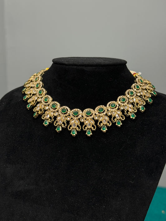Elegant Green Stone Choker Set
