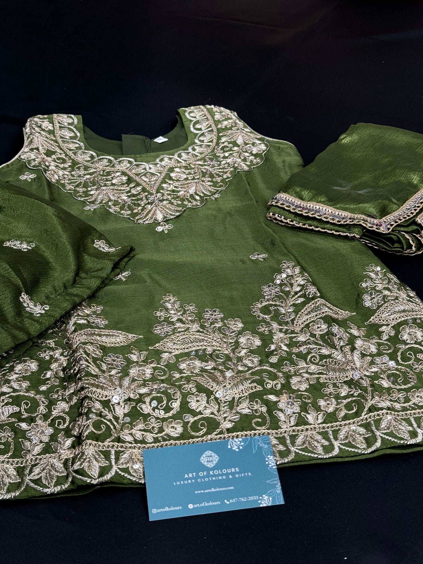 Anaya Kids Gharara Suit-Green