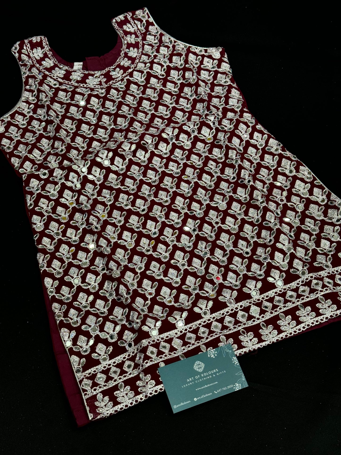 Vanya Kids Gharara Suit- Maroon