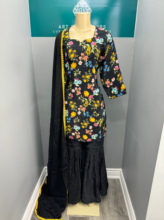 Crepe Printed Gharara Suit