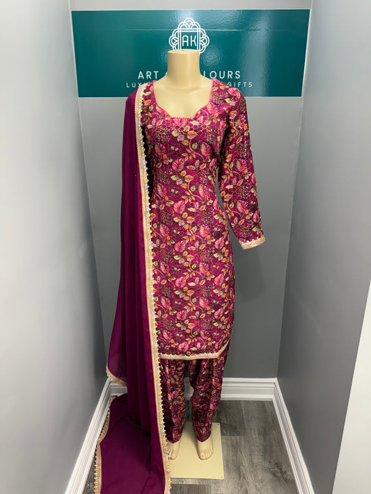 Wine Jasmine Gulzar Salwar Suit