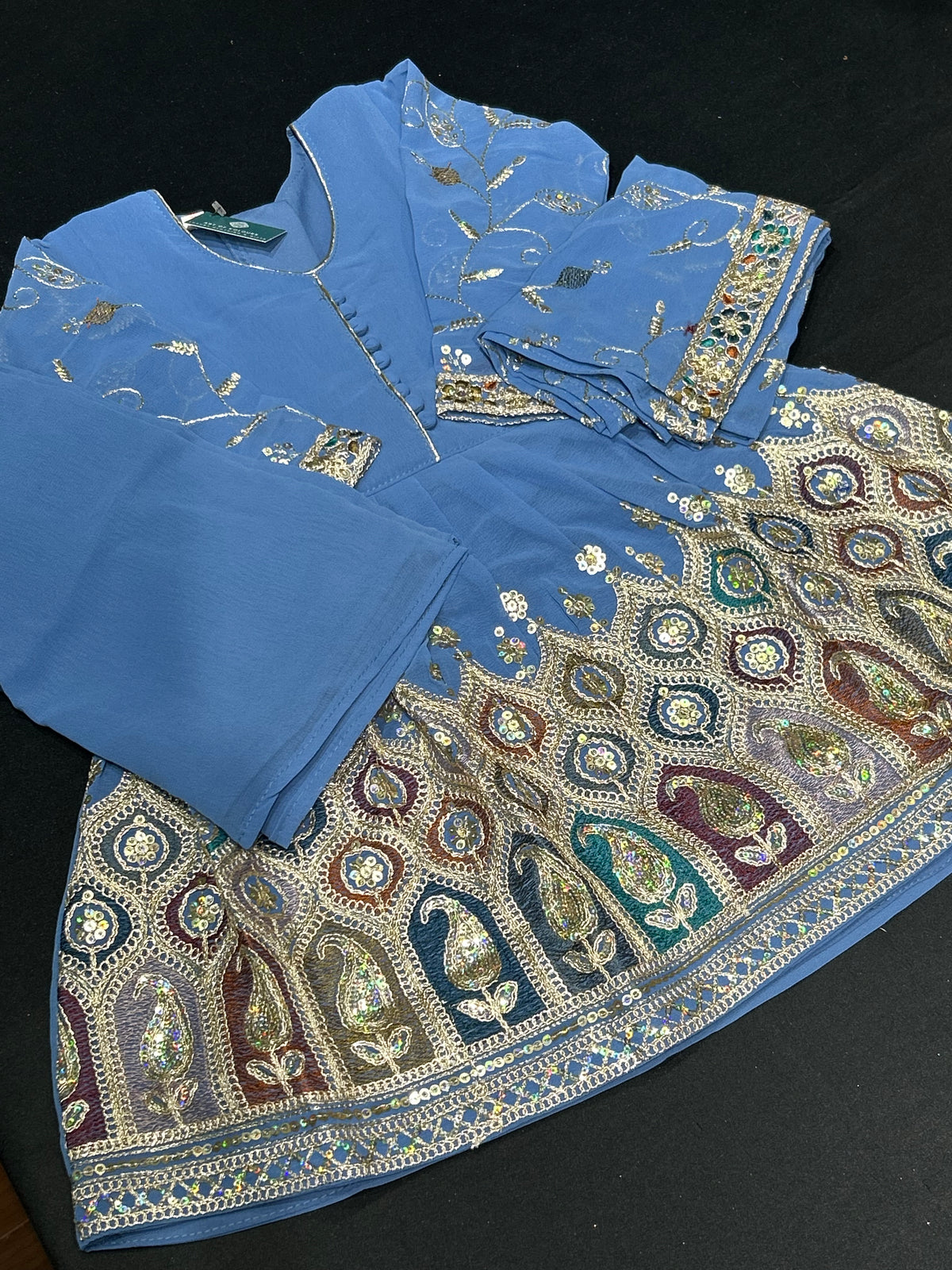 Paisley Light Blue Frock Suit