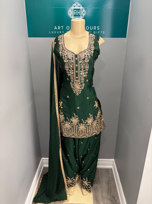 Bottle Green Beadwork Salwar Suit AK6974-1126
