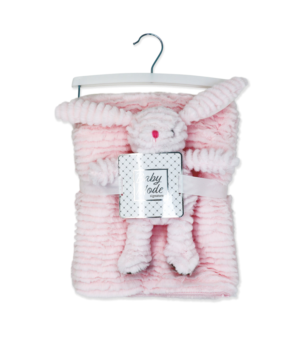Blanket and Buddy- Pink Ribbed