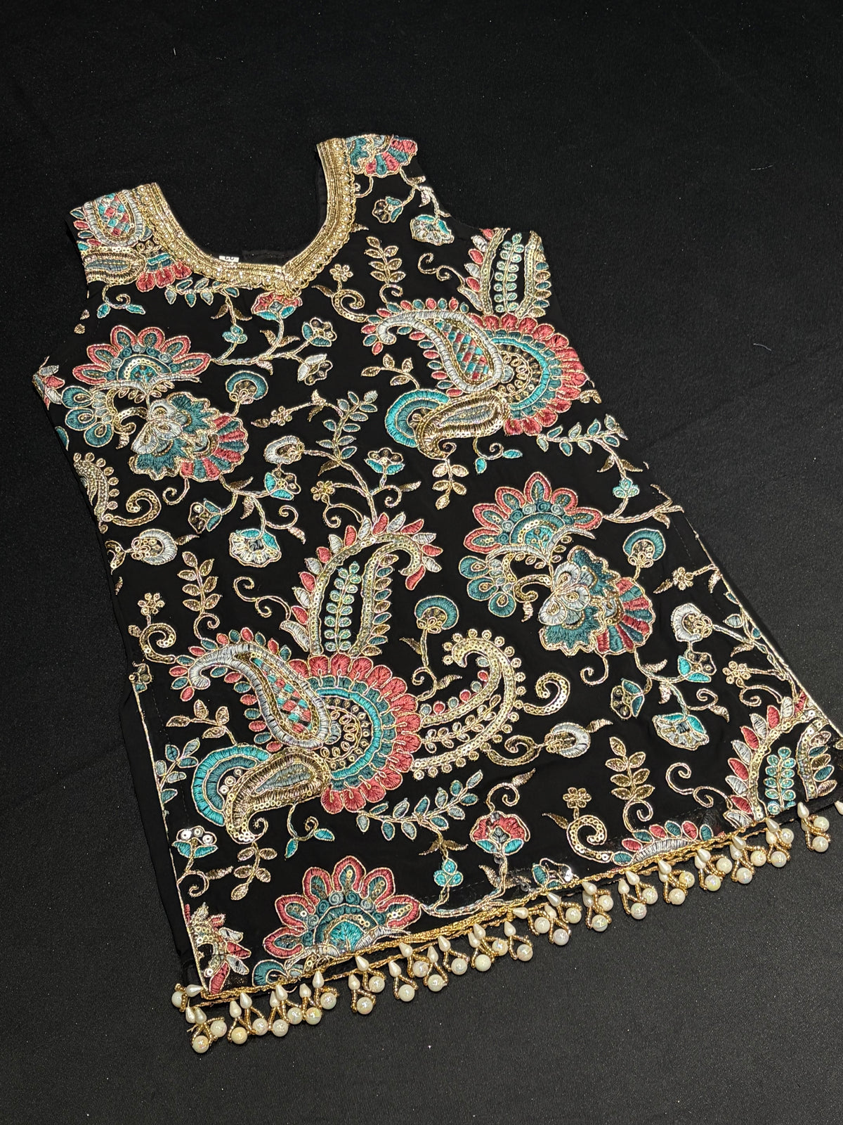 Black Paisley Kid’s Sharara Suit