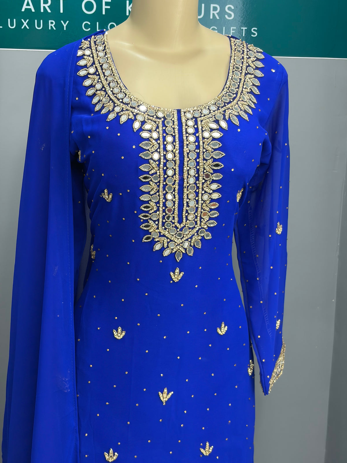 Royal Blue Mirror Work Farshi Salwar Suit AK7576-1226