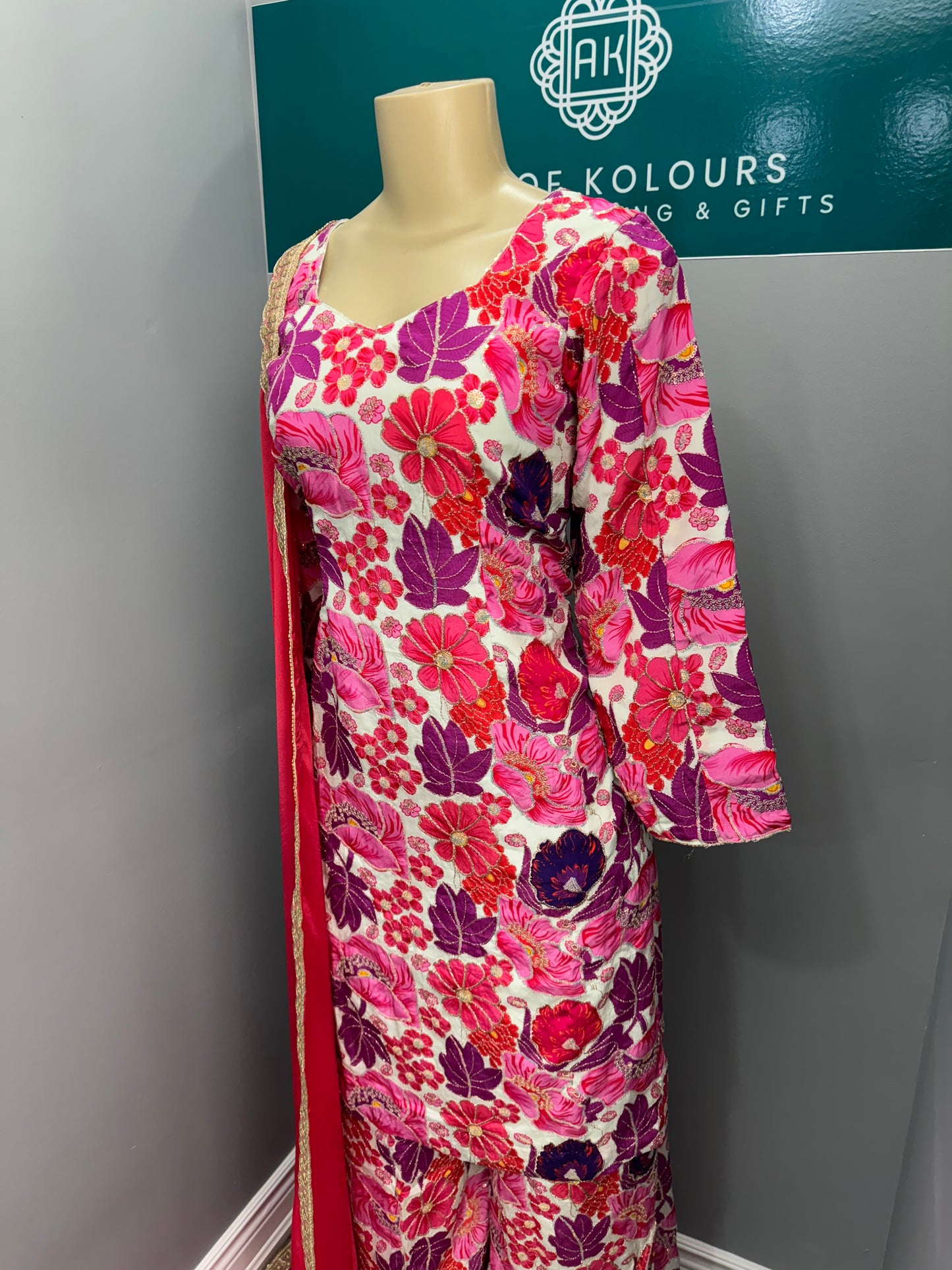 Pink Morni Phulgaz Sharara Suit