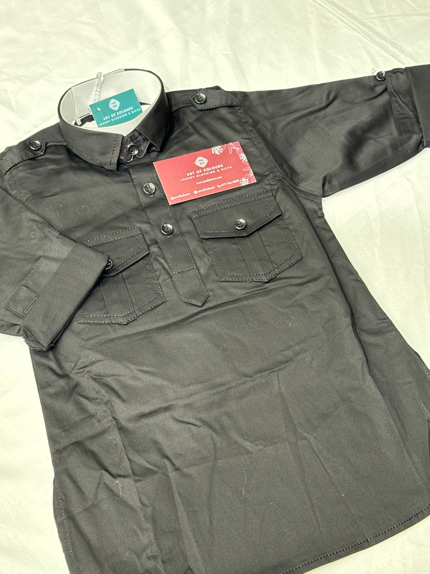 Randy Boys Kurta Chadra- Black