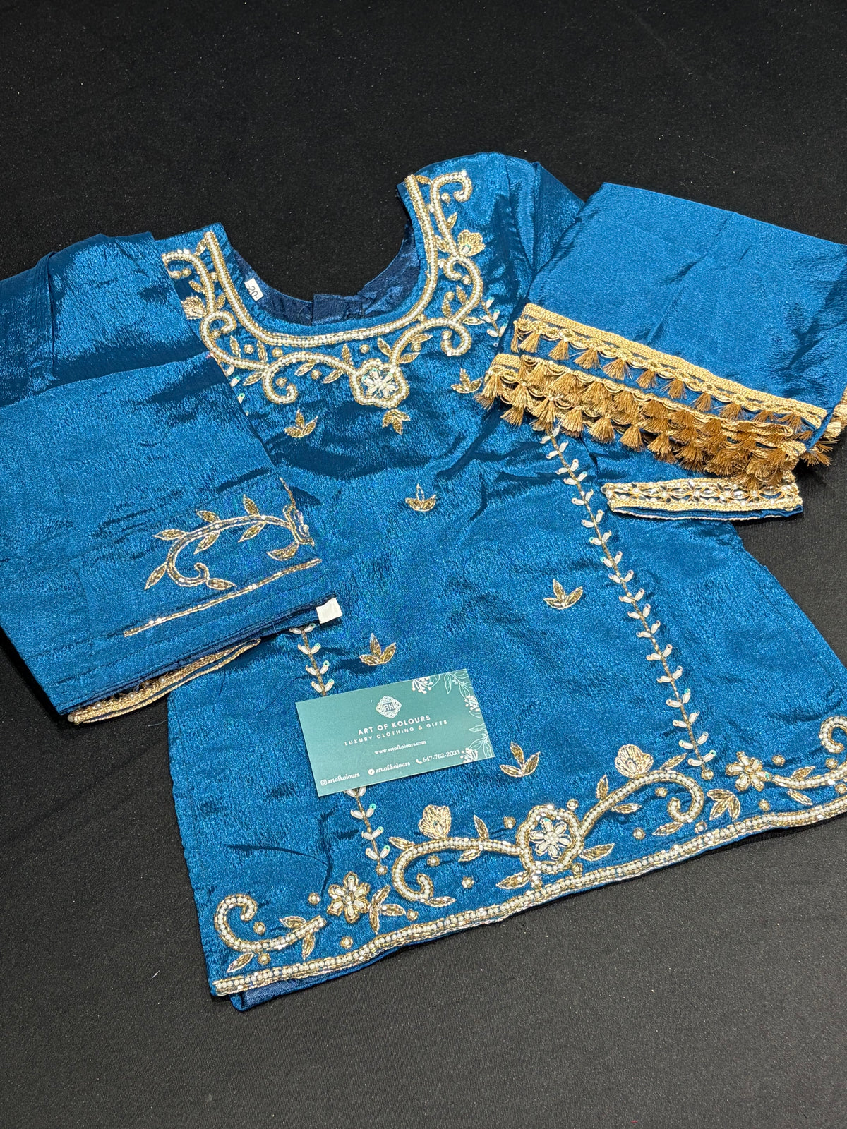 Blue Gold Handwork Salwar Suit