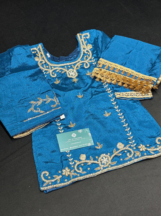 Blue Gold Handwork Salwar Suit