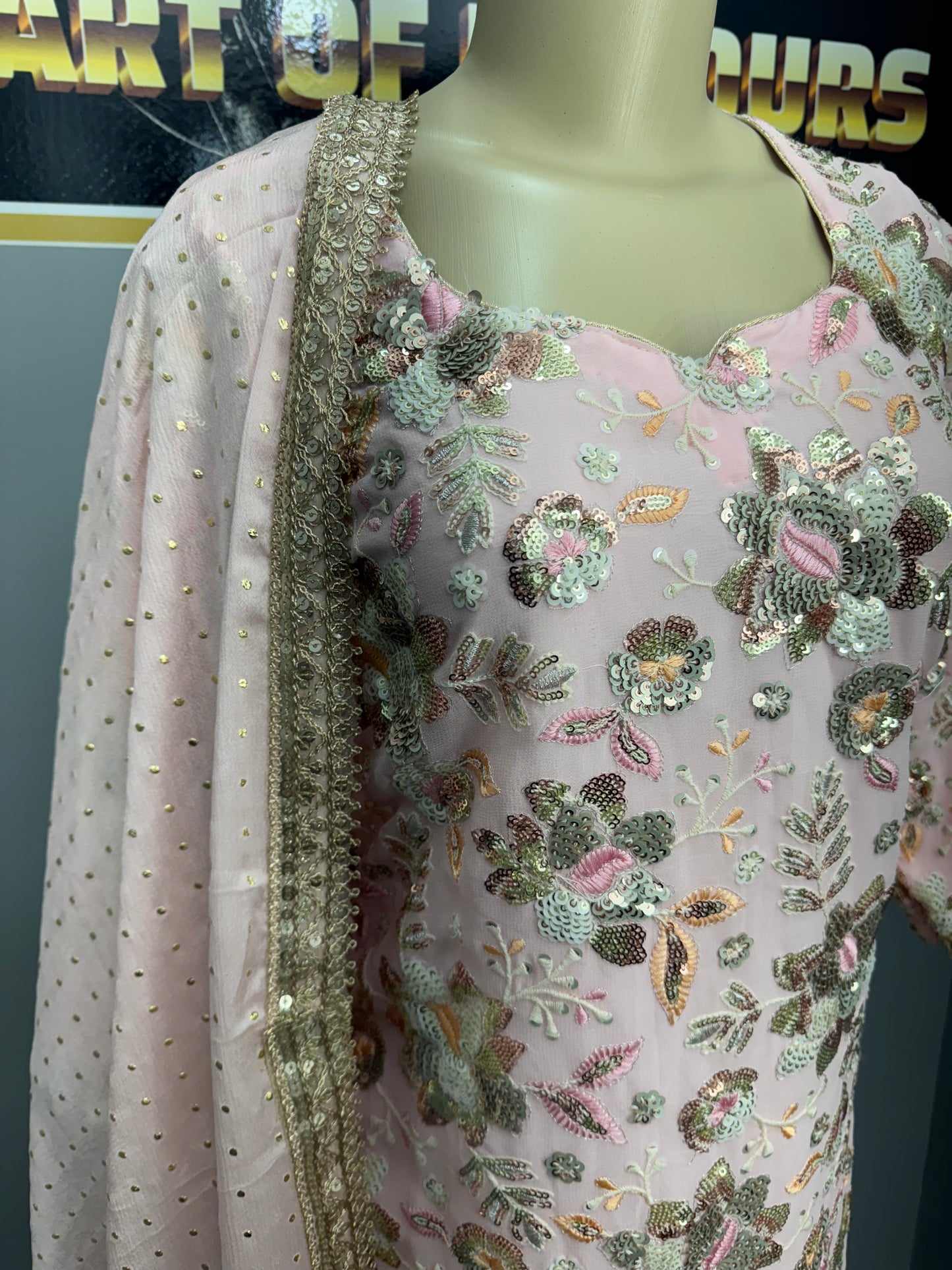 Royal Sippi Gulab Guccha Gharara Suit