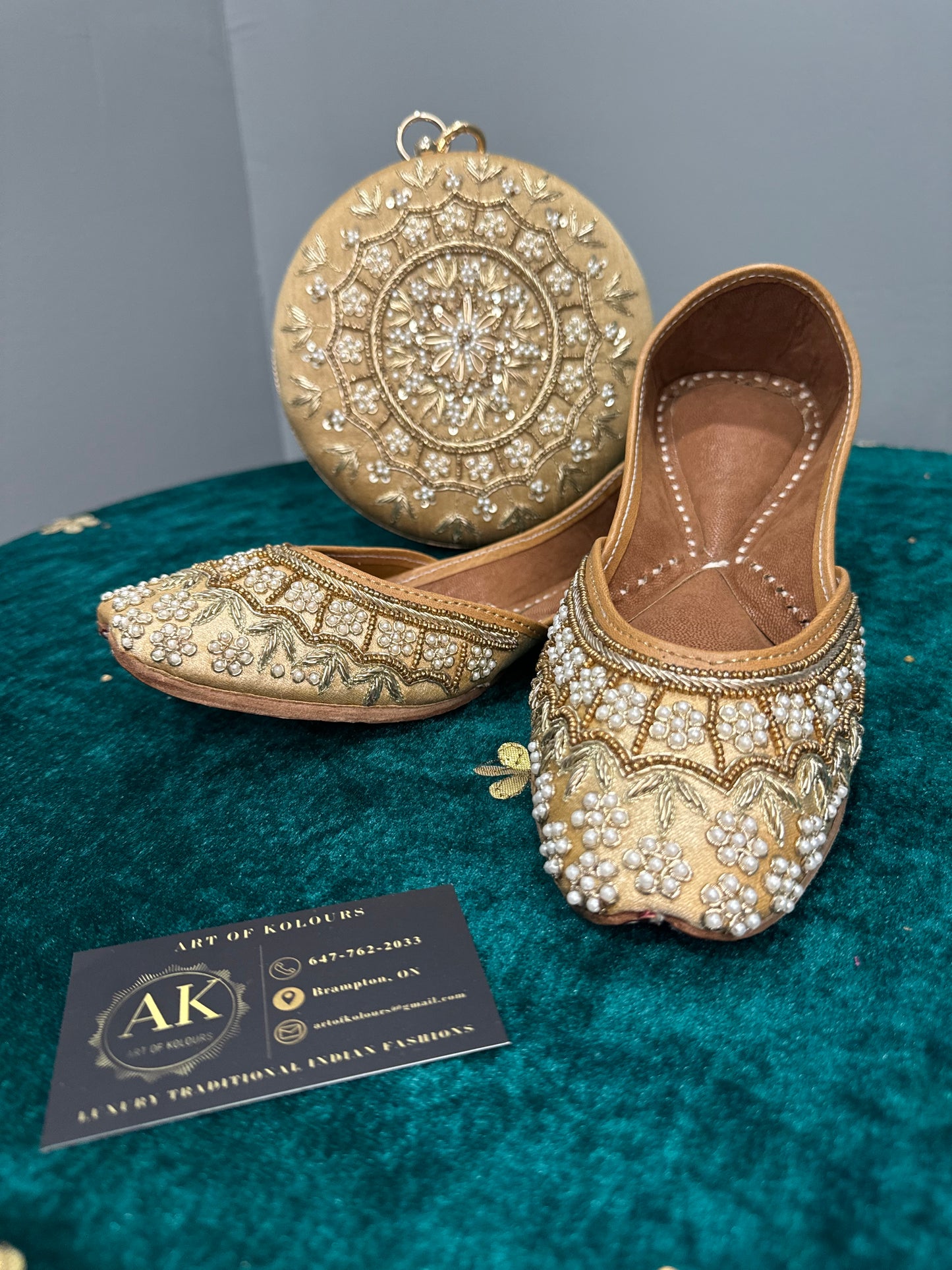 Gold Jutti And Clutch