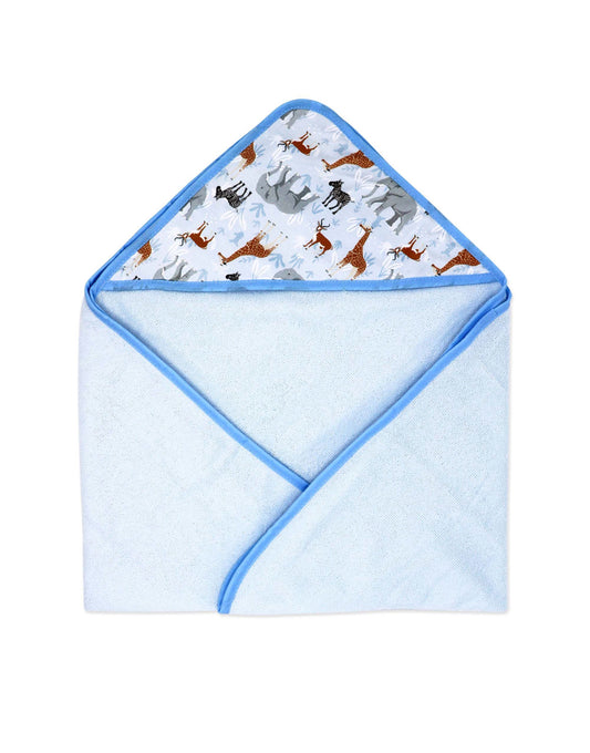 2 Pack Animal Party Baby Towel - Blue & White