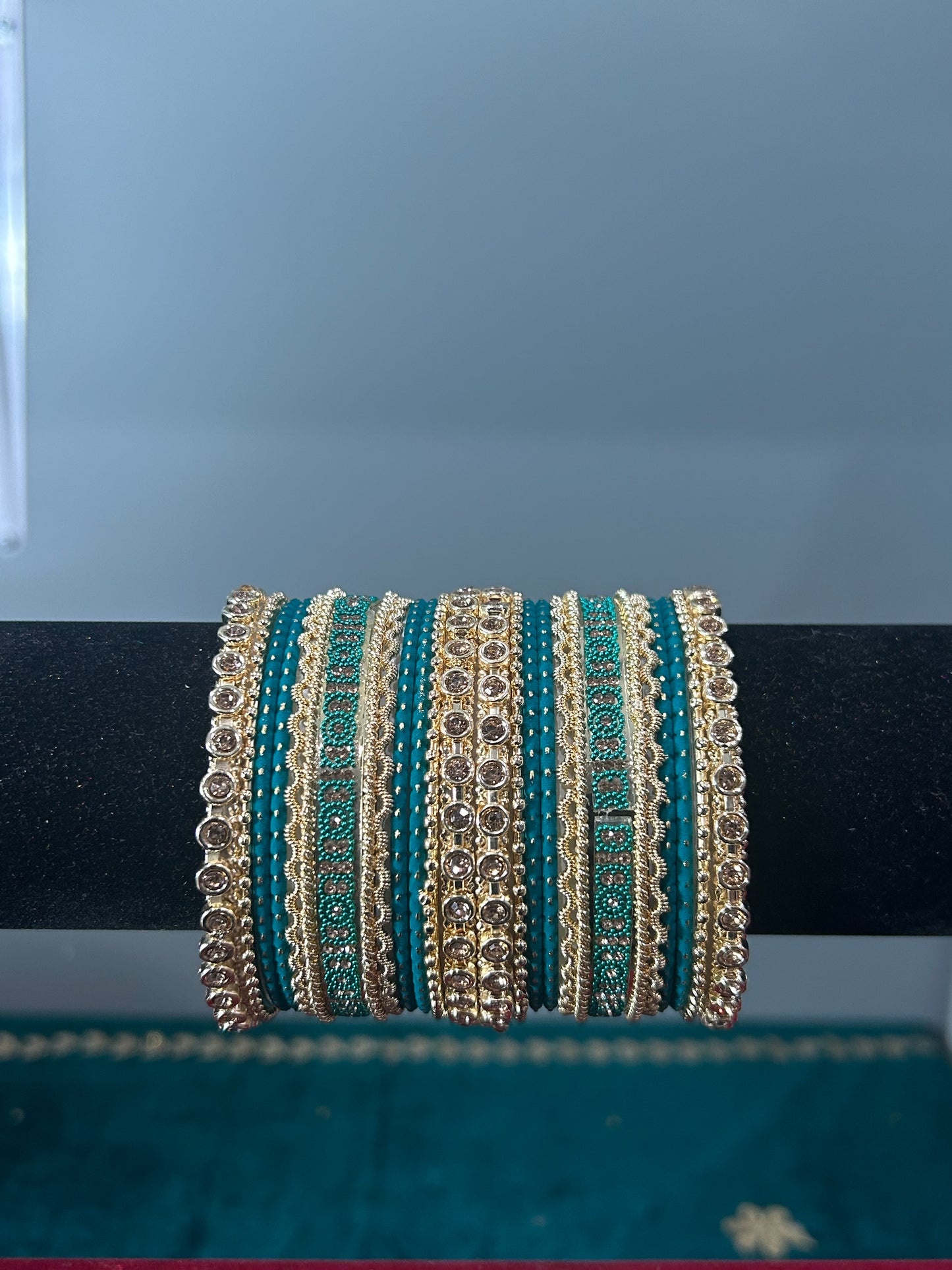 Teal Gold Noor Bangles