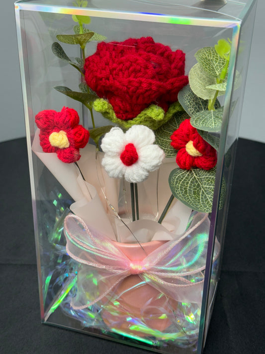 Crochet Flower Bouquets Red