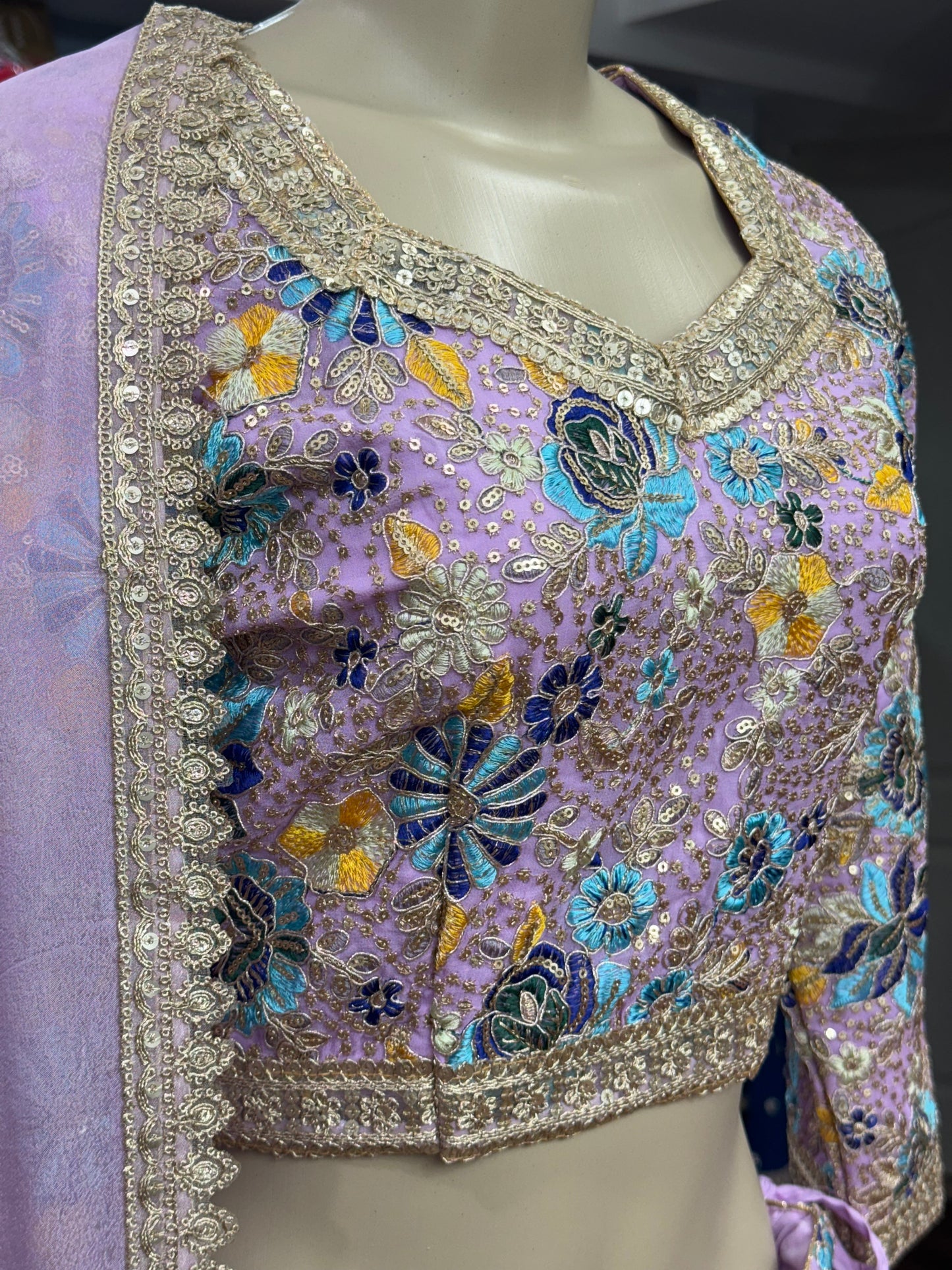 Thread Work Lehenga Lavender