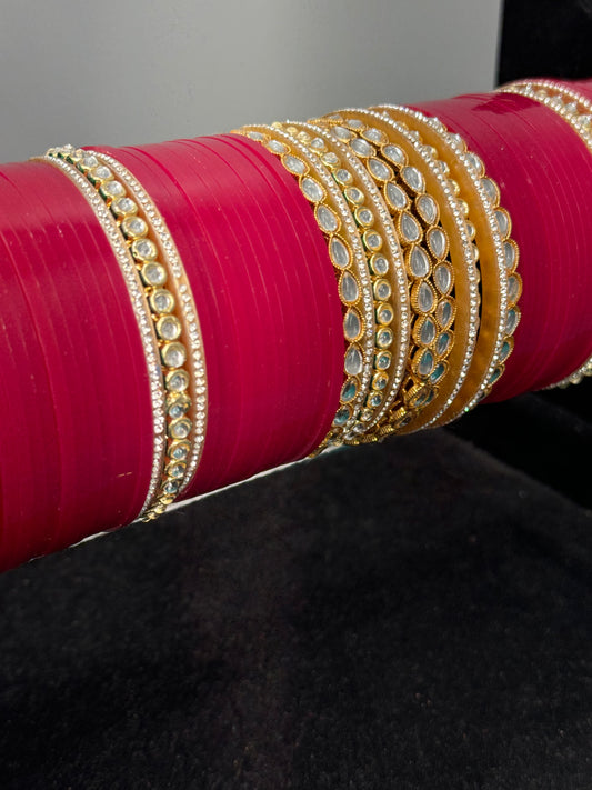 Deep Magenta Kundan Bridal Chura