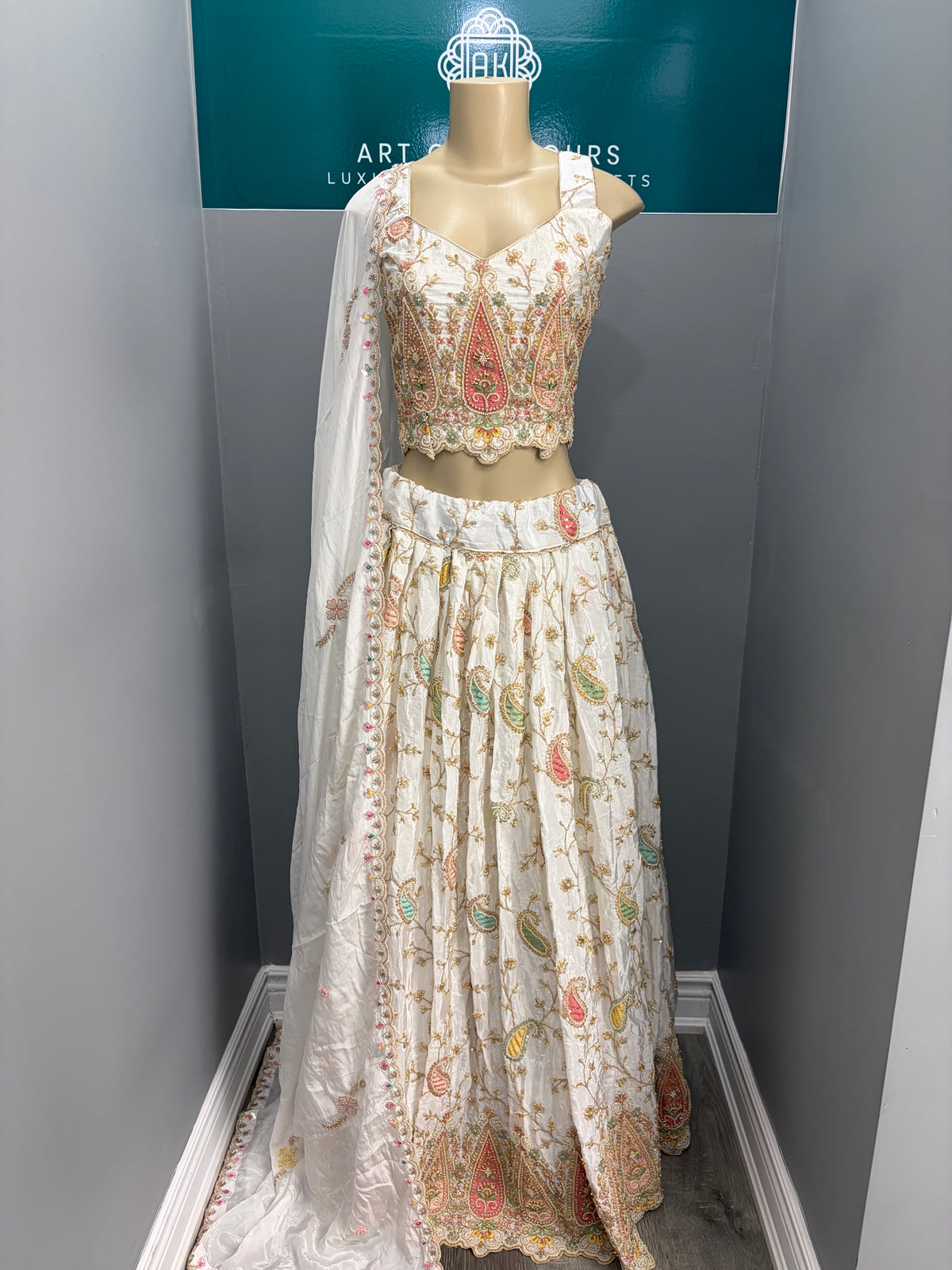 Ivory Beaded Lehenga- AK