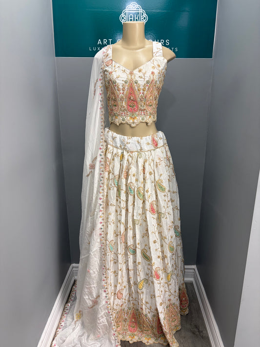 Ivory Beaded Lehenga- AK