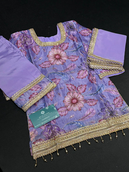 Purple Rose Bloom Kid’s Sharara