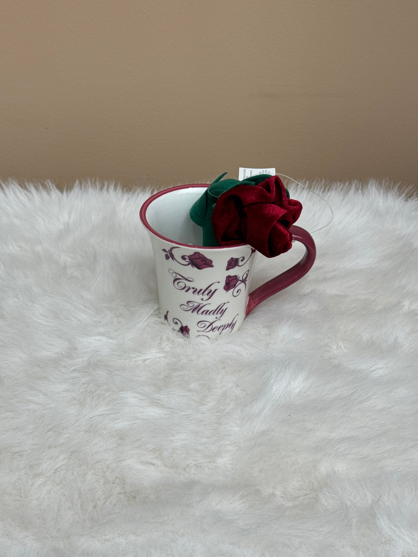 Truly Madly Deeply Mug with Plush Rose