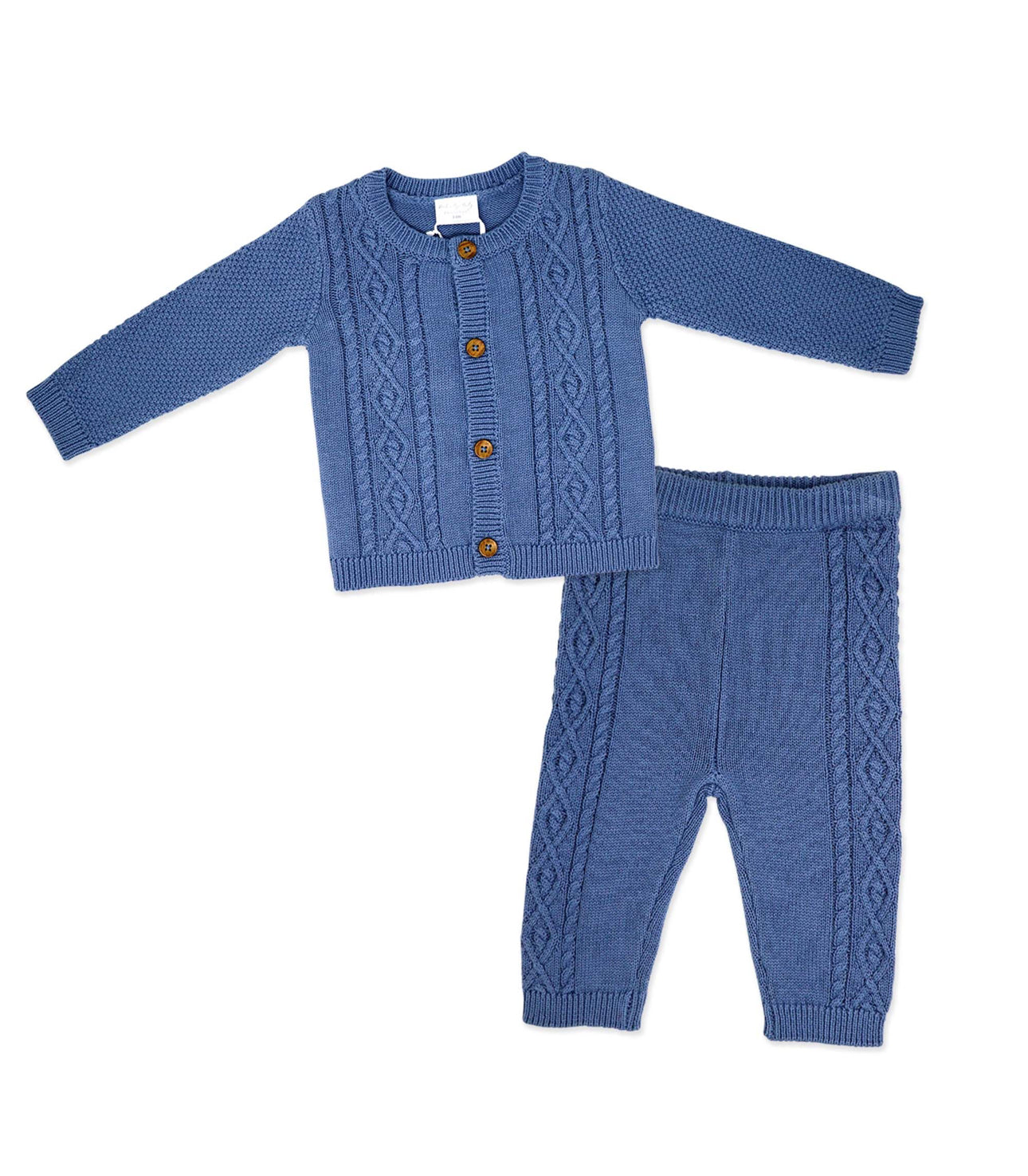 Knit Cardigan Set- Navy