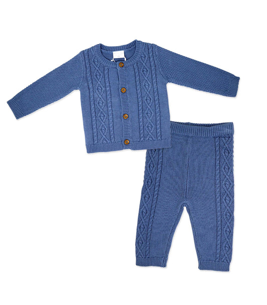 Knit Cardigan Set- Navy