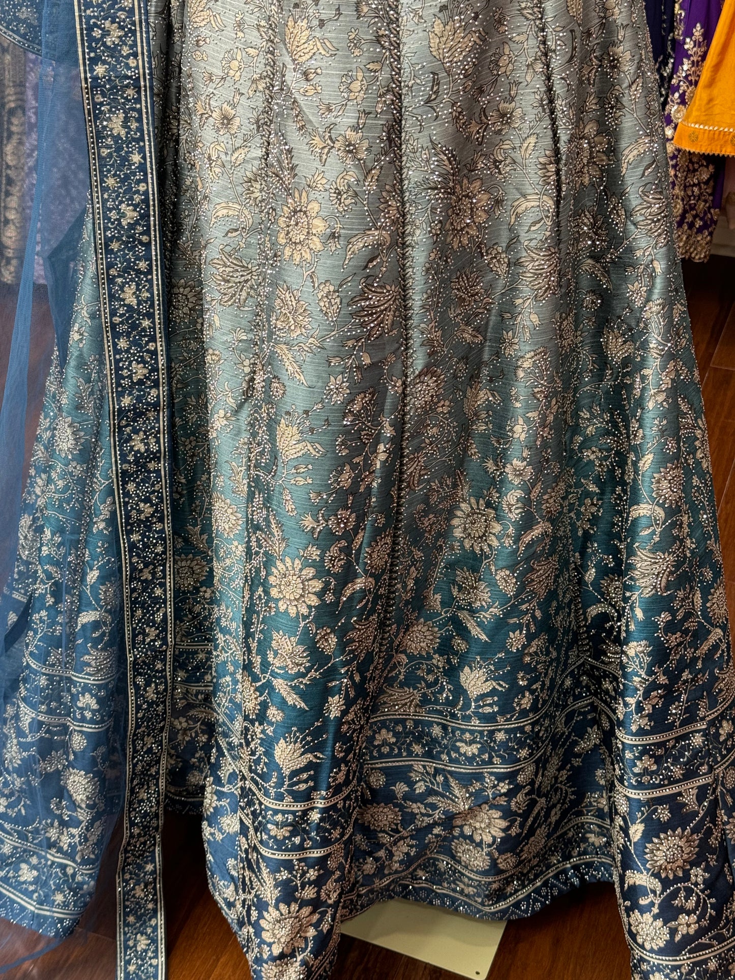 Double Shade Floral Print Lehenga