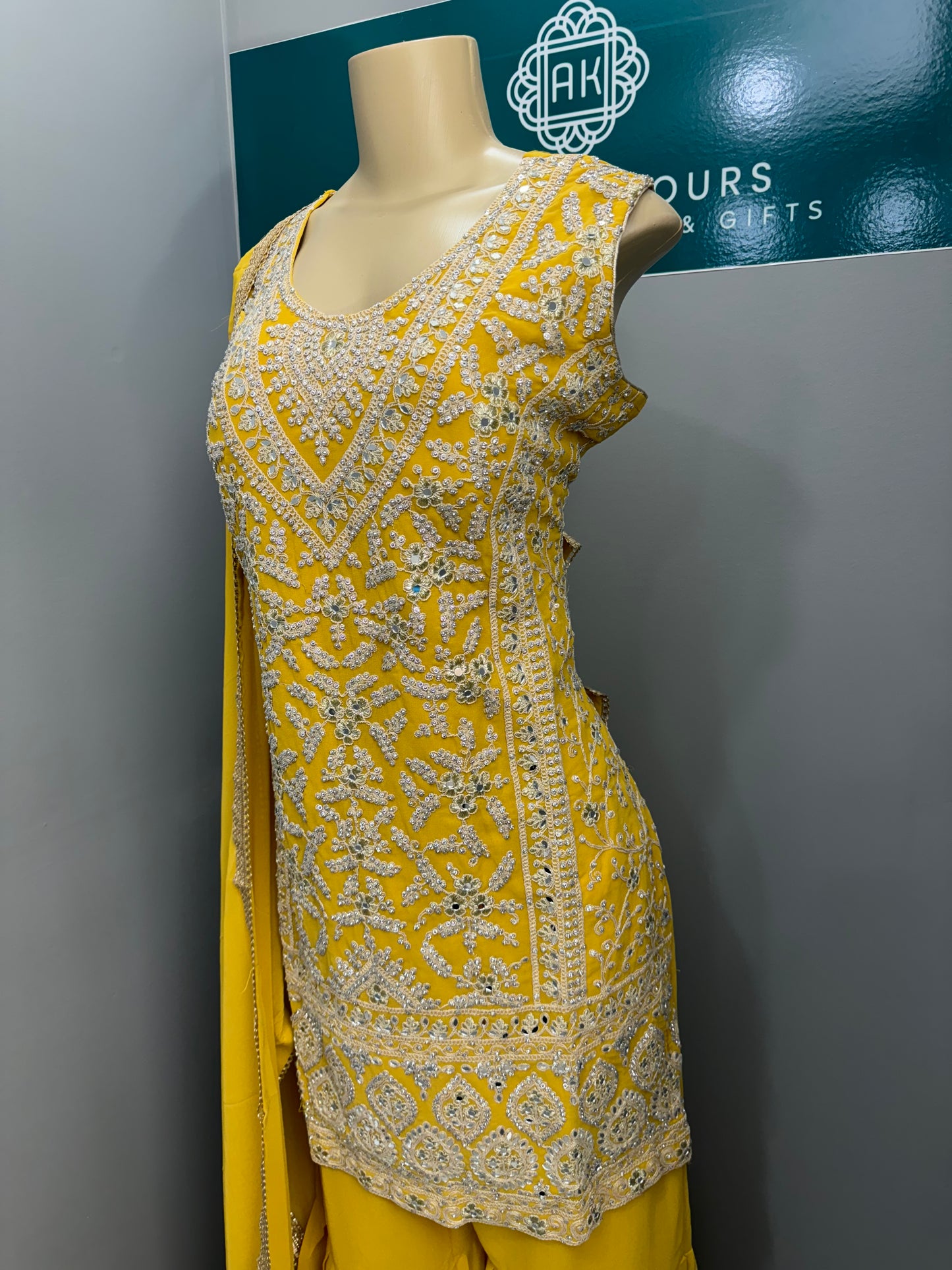 Yellow Phul Readymade Gharara Suit