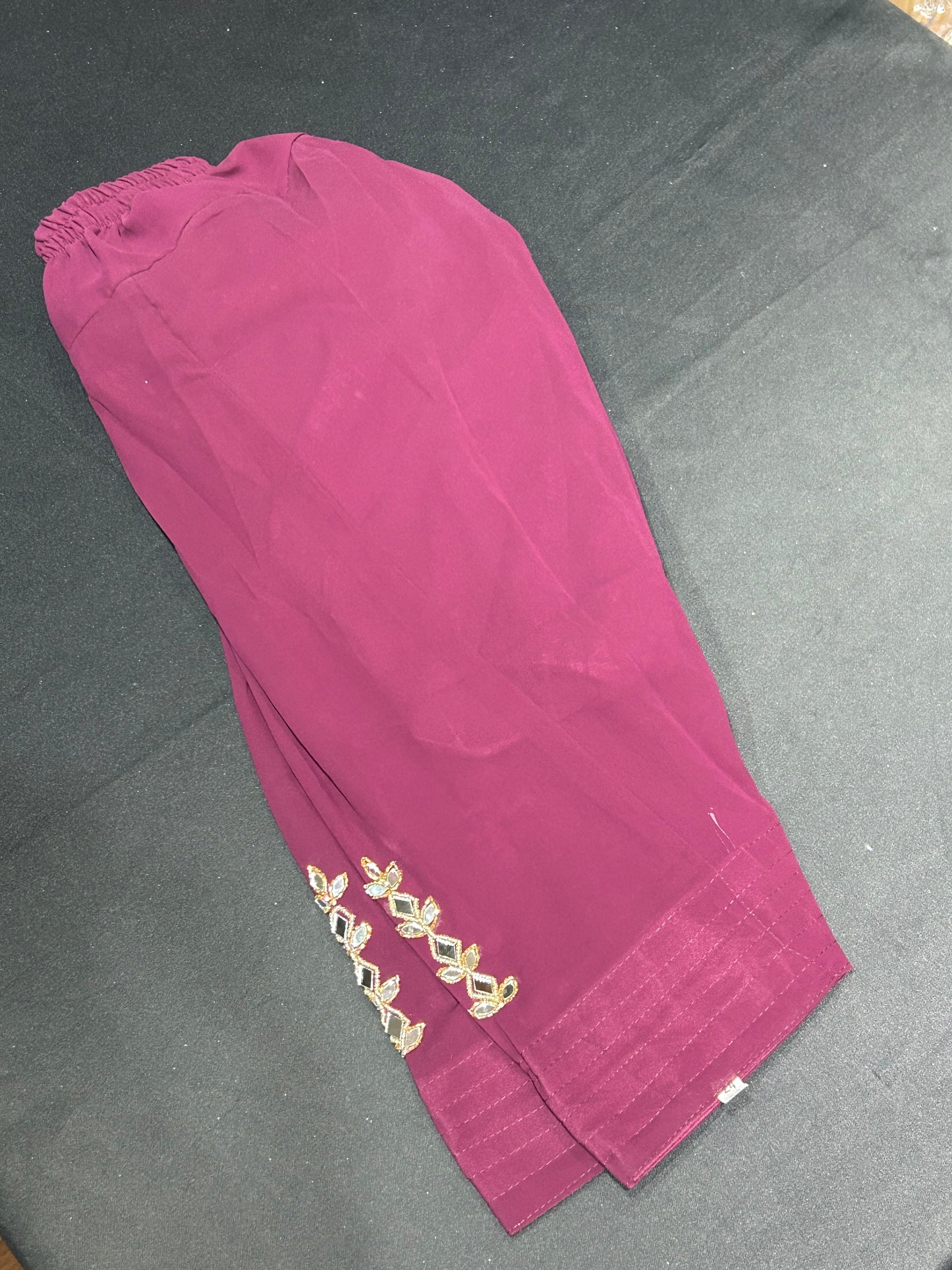 Kids Wine Mirror Work Salwar Suit (Size 20~34)