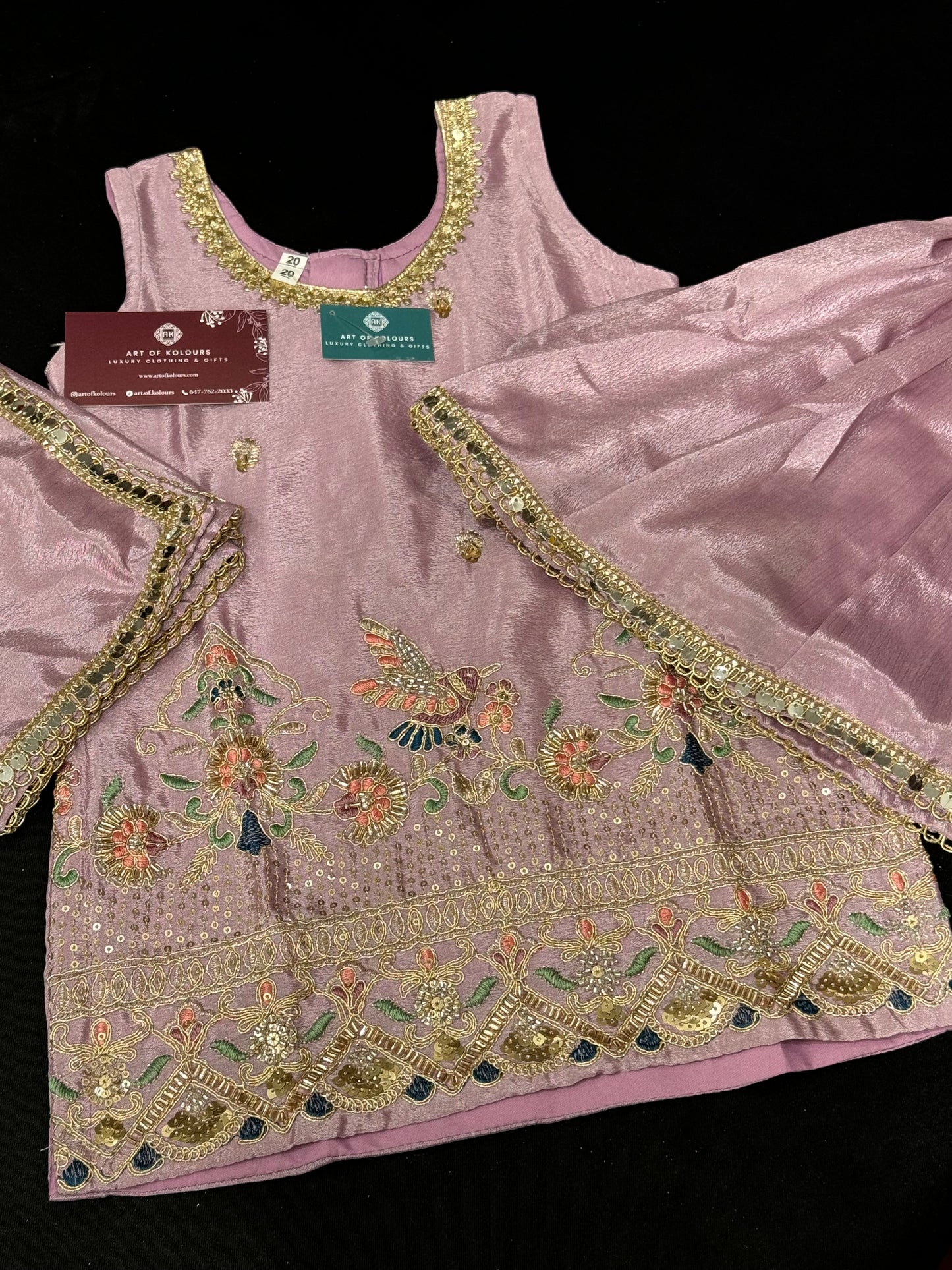 Ahana Kids Gharara Suit- Lavender