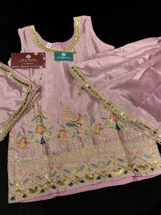 Ahana Kids Gharara Suit- Lavender